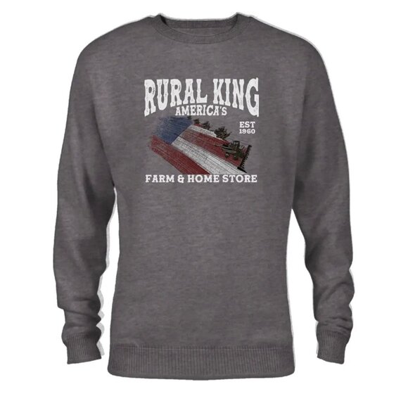 Rural King Combine Flag Graphic Sweatshirt Large Gray Mens Pullover Crewneck - Picture 1 of 10